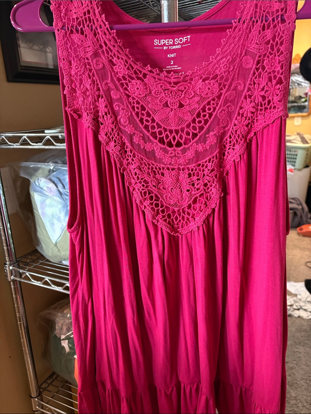 torrid Fuchsia Crochet Yoke Tank